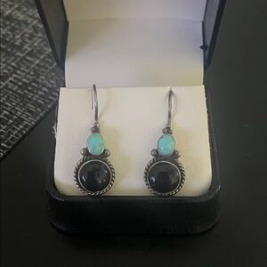 Elegant Black and Turquoise Earrings